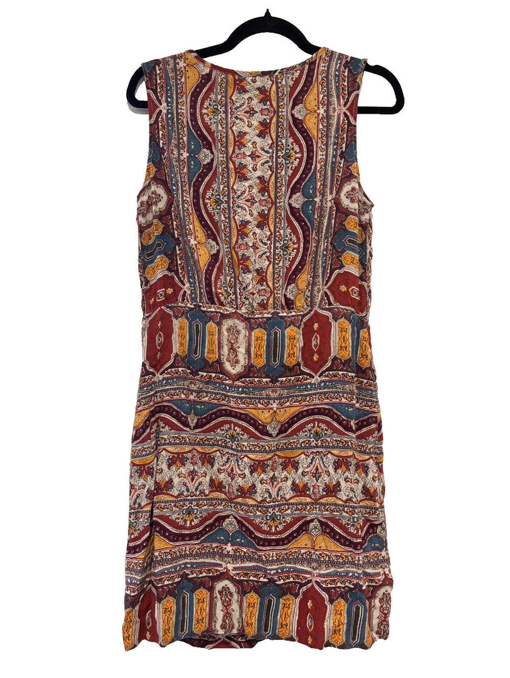 Lucky Brand sz S sleeveless red boho hippie patterned‎ shirt mini dress E - Picture 2 of 2